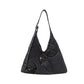 Light blue denim canvas hobo shoulder bag with jean style detailing