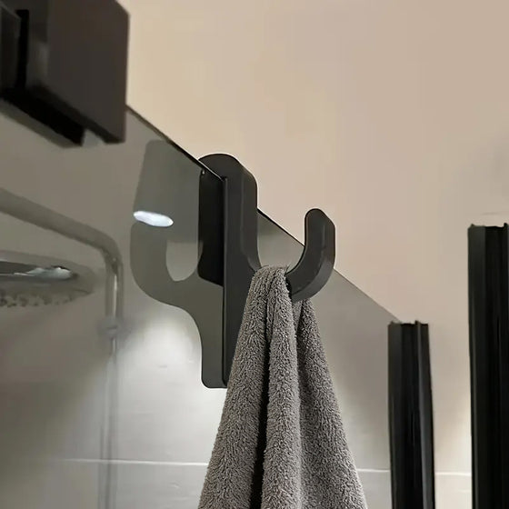 Clip-On Glass Shower Door Hook, Resin Towel and Robe Hanger