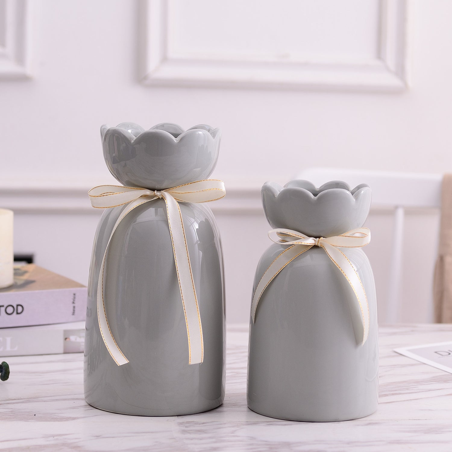 Modern Flower Vase with Marble | styled with daily outfit