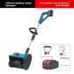 Blue cordless snow blower with 15-cell lithium-ion pack, two batteries, charger and UK plug