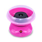 Pink mini cotton candy machine seen from above with the black spinner plate in the bowl