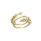 Silver tone double coil spinner ring with round beads set at both ends of the wrapped band
