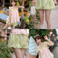 Top and shorts laid flat to show the full two-piece floral set layout