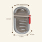 Soap case size diagram showing 11.5 cm height, 7.5 cm width, 4.5 cm depth and a 6.5 cm inner mouth