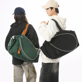 Unisex Nylon Tennis Sports Bag with Racket-Shaped Front Panel and Multiple Pockets, 36 to 55 L