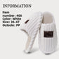 White ribbed plush slippers on a light information panel listing sizes 36-47, image of the 42-43 option