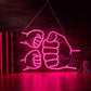 LED neon wall light sign, lit in a studio corner