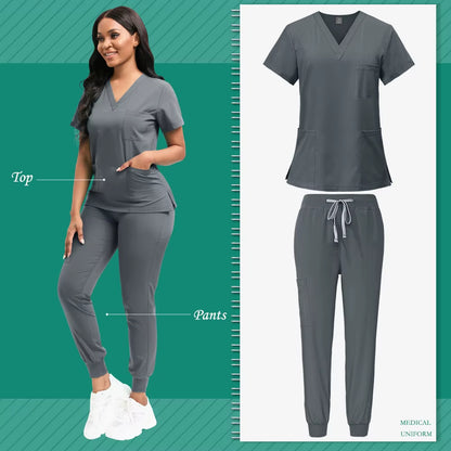 Scrubs Women Beauty SPA Uniform Pet Clinic Store Veterinary Dentistry Work Clothes Set High-Quality Medical Nurse Uniform Unisex