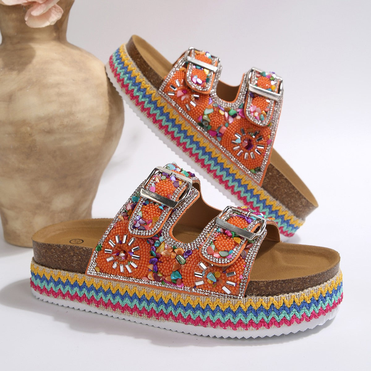 Slip on flat sandal ready for the day