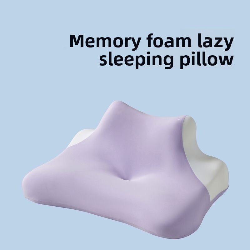 Contour memory foam pillow supporting the head of a side sleeper