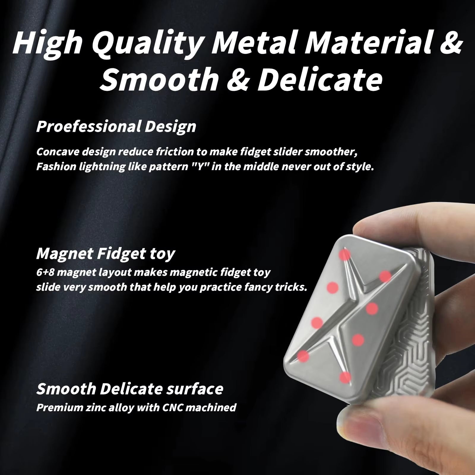 EDC Fidget Sliders Slider Metal Fidget Toys Stress Relief for Adults Magnetic Metal Infinite Fidget