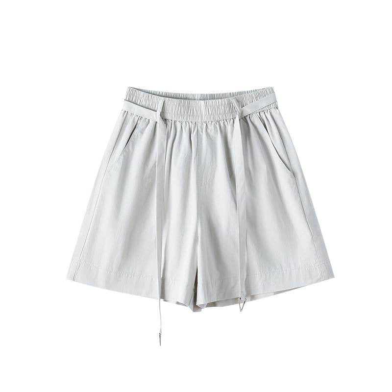 Washed Cotton Shorts Women Casual Loose Fit Wide-Leg