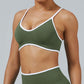 Contrast Trim Seamless Four-Piece Yoga Set for Women, Bra Tank Shorts and Leggings