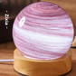 Purple Glow glass planet night light, rose and mauve swirl, label Zixia, gift box, USB direct plug, single color