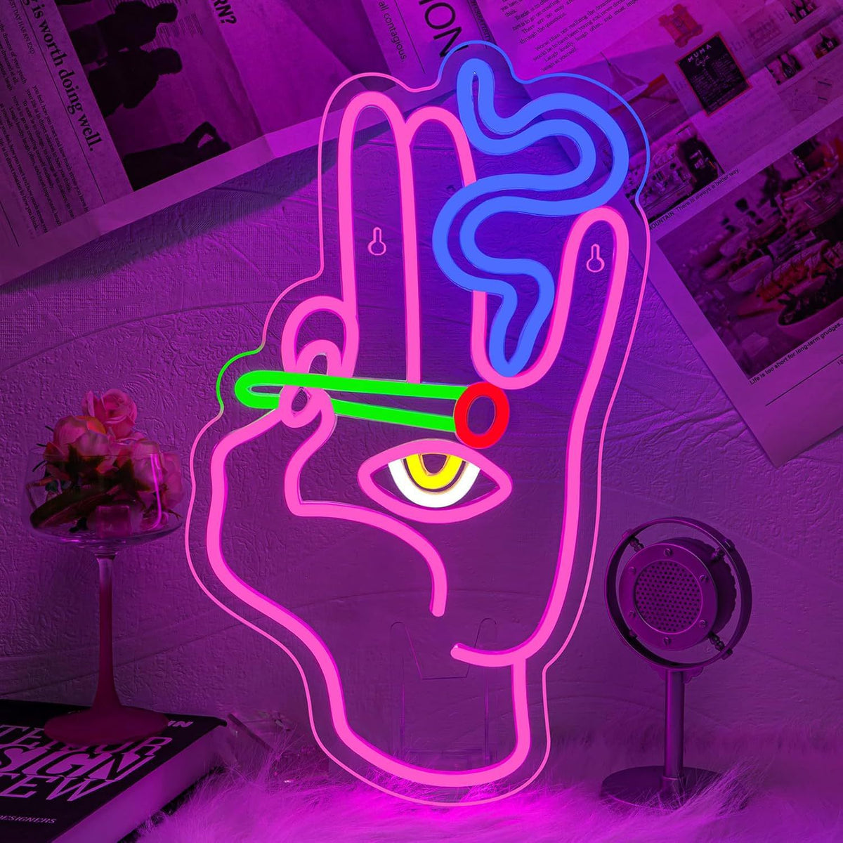LED neon wall light sign, close up of the LED neon strip