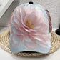 Polyester cap with an allover flower print and a classic six panel shape