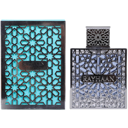 Rayhaan Aquatica Fresco Blue aquatic fragrance spray shown in everyday use