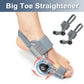 Big toe straightener splint shown worn on the foot with the heel strap