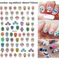 Self adhesive vinyl nail decals with grinning skull and pumpkin art