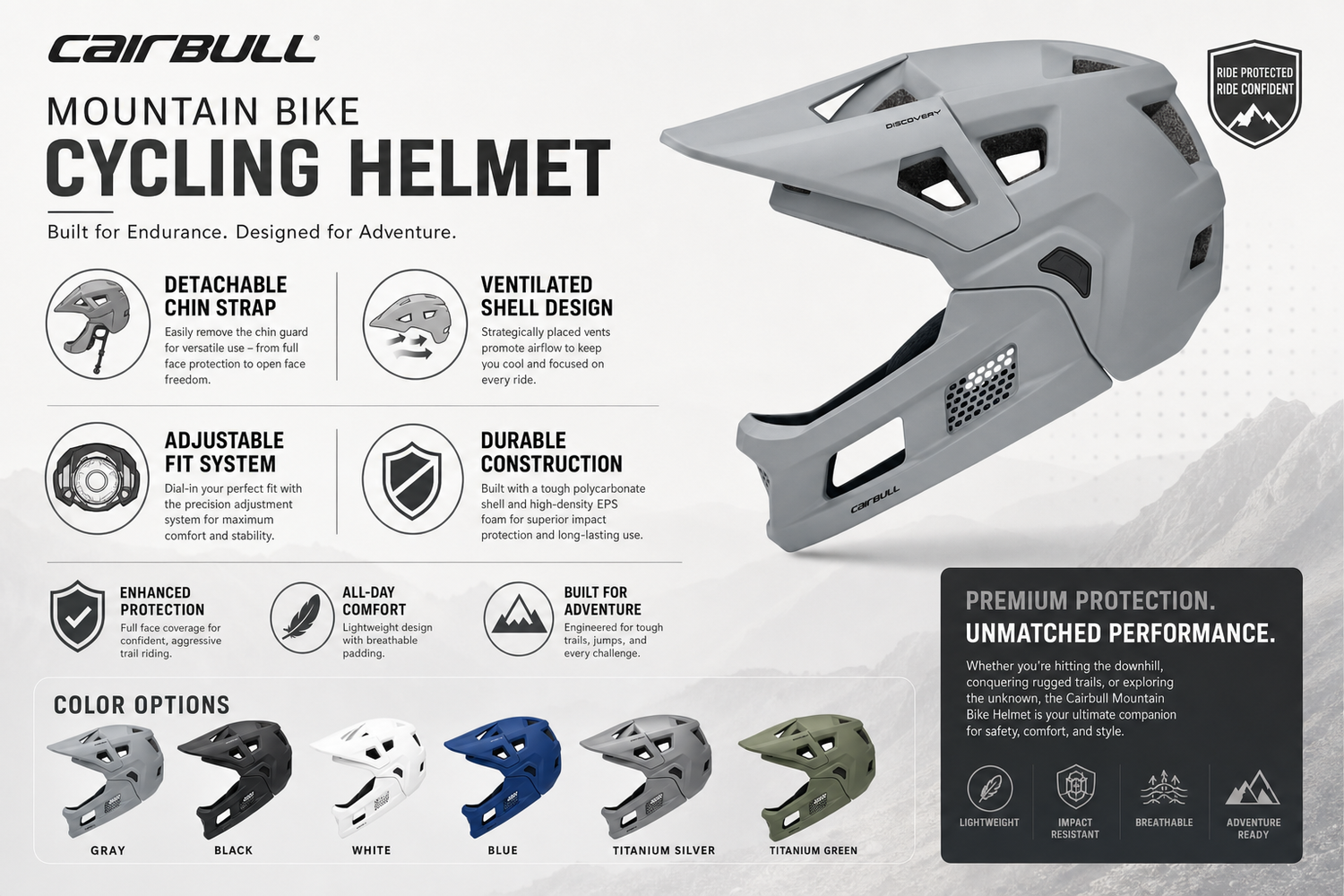 cairbull mountain bike cycling helmet with detachable chin strap everyday product for busy day simple errand everyday ro 5