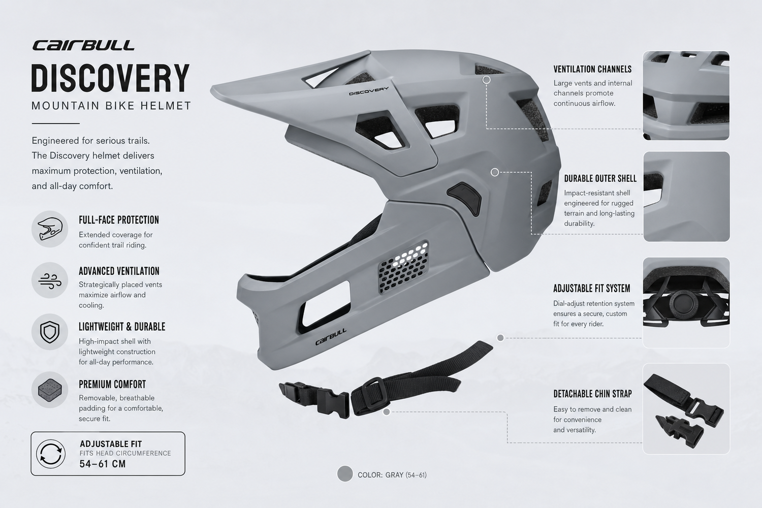 cairbull mountain bike cycling helmet with detachable chin strap everyday product for busy day simple errand everyday ro 6