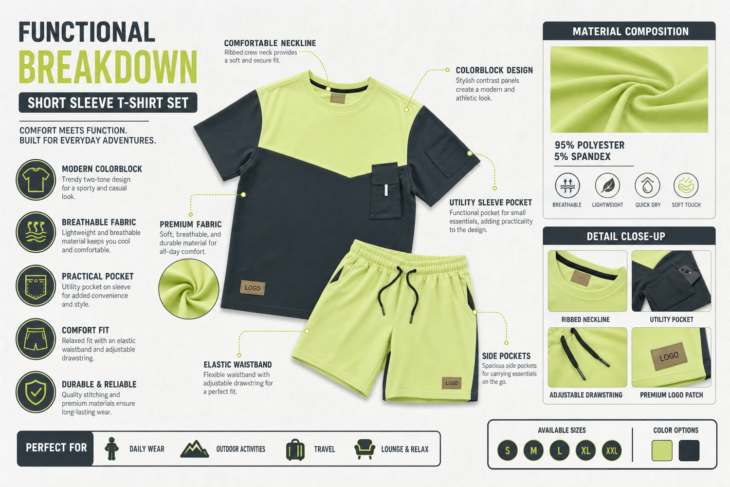 casual short sleeve t shirt set for practical daily use comfortable styling and reliable everyday convenience 6