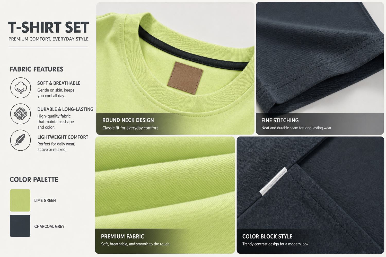 casual short sleeve t shirt set for practical daily use comfortable styling and reliable everyday convenience 7