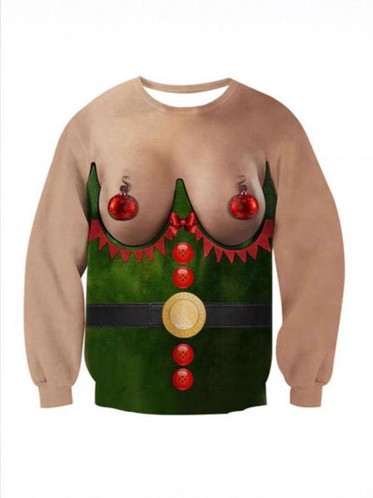 Men's loose crewneck sweatshirt with an all over 3D novelty print covering the whole garment