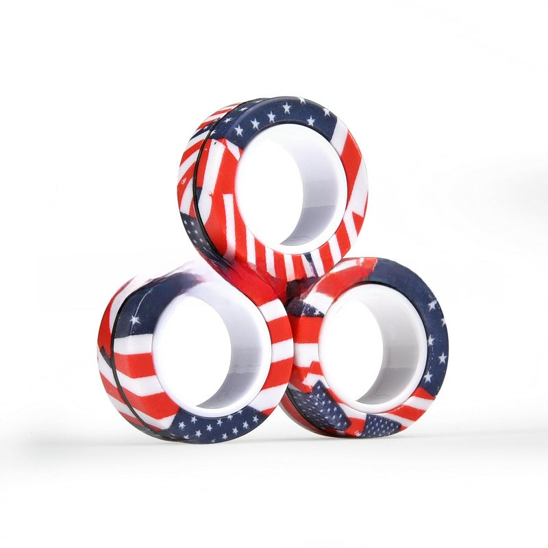 Magnetic fidget rings rolled between two fingers
