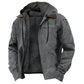 Gray option, size XL: hooded zip jacket with black fleece lining and drawstring hood