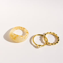 Cream Resin and Gold Stackable Ring Set