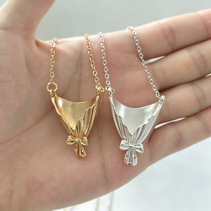 Floral Bowknot Pendant Necklace for Women