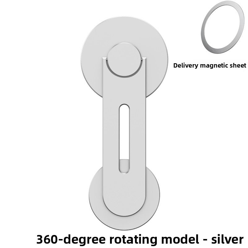 Silver ZF013 360 degree rotating magnetic phone mount arm with magnetic ring sheet on white