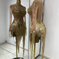 Rhinestone Mesh Sequin Performance Dress