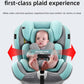 Angled view of the child car seat with canopy and 360 rotation base