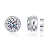 Magnetic four-prong earrings / 1 carat high carbon stone