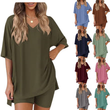 Womens V-Neck Loungewear Shorts Set