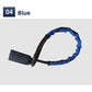 Blue braided steel cable steering wheel lock with the lock body and keys
