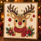 Reindeer diamond painting in a gold edge frame, Embroidery Hoop Reindeer GoldEdge option