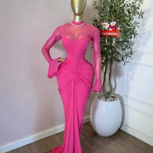Women's Ruched Mesh Bodycon Maxi Dress with Flared Sleeves