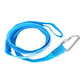 Blue traction rope with a loop end and a screw lock carabiner on a white background