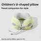 Light green and pale gray U shaped neck pillow with front cord, children's size, EVA storage box option