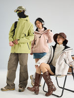 Three in one water resistant outdoor jacket with attached hood and zip in fleece liner, polyester shell