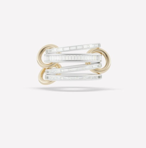 Stacked band ring showing rose and gold tone bands side by side