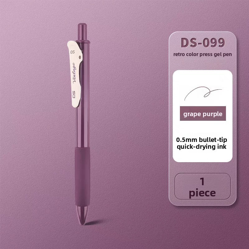 Plum retractable gel pen on a matching background, labeled Grape purple, Grape Purple 1pc