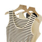 Striped sleeveless camisole worn in an everyday scene