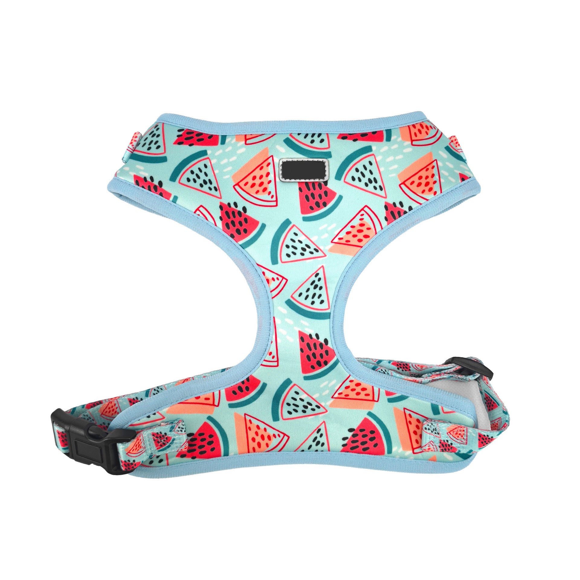 Mint watermelon dog vest harness front view with soft padded edges