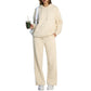 Cream fleece hooded sweatshirt and wide-leg sweatpants set shown folded
