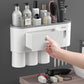 Pull out drawer of the bathroom organizer open above the rinse cups