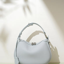 Womens Top-Grain Cowhide Crescent Shoulder Bag with Adjustable Strap